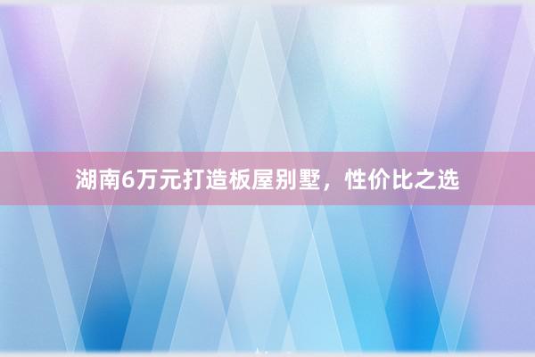 湖南6万元打造板屋别墅，性价比之选